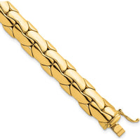 14K Yellow Gold 9.3mm Polished Fancy Link Bracelet - Lightweight 7.5" Length by 0