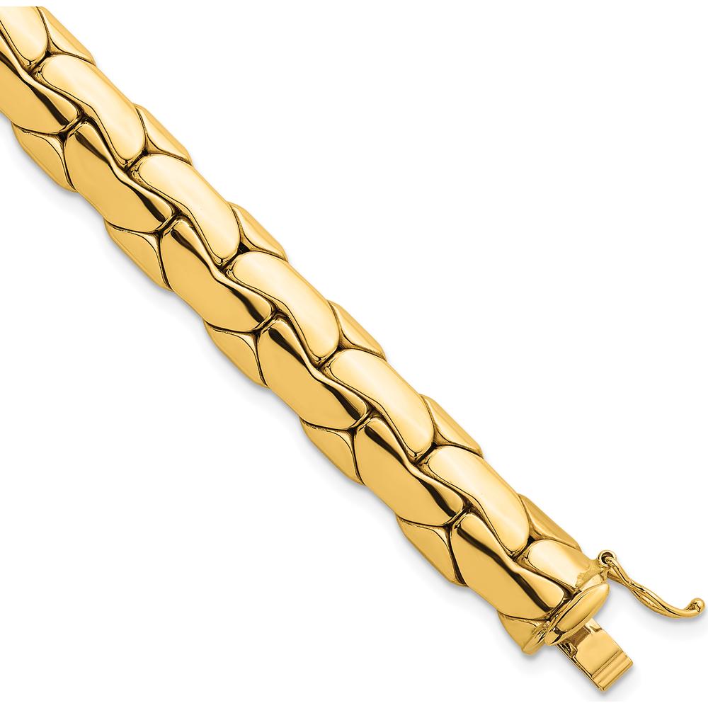 14K Yellow Gold 9.3mm Polished Fancy Link Bracelet - Lightweight 7.5" Length by 0