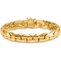 14K Yellow Gold 9.3mm Polished Fancy Link Bracelet - Lightweight 7.5" Length by 0