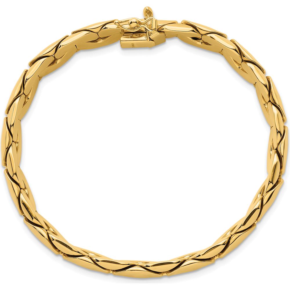 14K Yellow Gold 9.3mm Polished Fancy Link Bracelet - Lightweight 7.5" Length by 0
