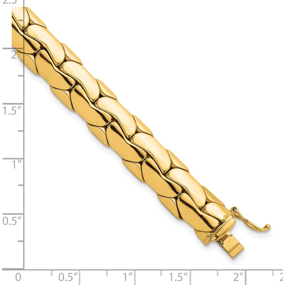 14K Yellow Gold 9.3mm Polished Fancy Link Bracelet - Lightweight 7.5" Length by 0