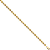 14K Yellow Gold 9" 4mm Diamond-Cut Rope Chain with Lobster Clasp