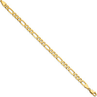 14K Yellow Gold 9" 5.25mm Flat Figaro Chain with Lobster Clasp by Oro Pregiato