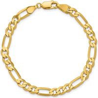 14K Yellow Gold 9" 5.25mm Flat Figaro Chain with Lobster Clasp by Oro Pregiato