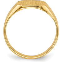 14K Yellow Gold 9.5mm Brushed and Polished Engravable Signet Ring by 0