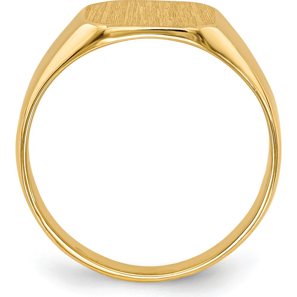 14K Yellow Gold 9.5mm Brushed and Polished Engravable Signet Ring by 0