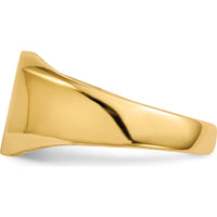 14K Yellow Gold 9.5mm Brushed and Polished Engravable Signet Ring by 0