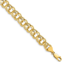 14K Yellow Gold 9.5mm Hollow Link Charm Bracelet with Diamond-Cut Texture - 8.25" Length by 0