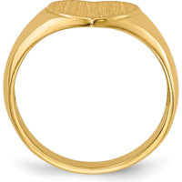 14K Yellow Gold 9.5x9.5mm Open Back Heart Signet Ring - Engravable, Satin Finish by 0