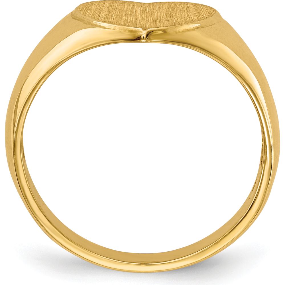 14K Yellow Gold 9.5x9.5mm Open Back Heart Signet Ring - Engravable, Satin Finish by 0