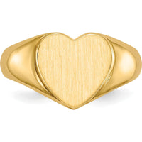 14K Yellow Gold 9.5x9.5mm Open Back Heart Signet Ring - Engravable, Satin Finish by 0
