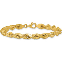14K Yellow Gold 9" 6.5mm Diamond-Cut Rope Chain with Fancy Lobster Clasp