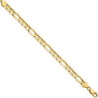 14K Yellow Gold 9" 6.75mm Concave Open Figaro Chain Bracelet - Men's Jewelry by Oro Pregiato