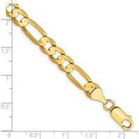 14K Yellow Gold 9" 6.75mm Concave Open Figaro Chain Bracelet - Men's Jewelry by Oro Pregiato