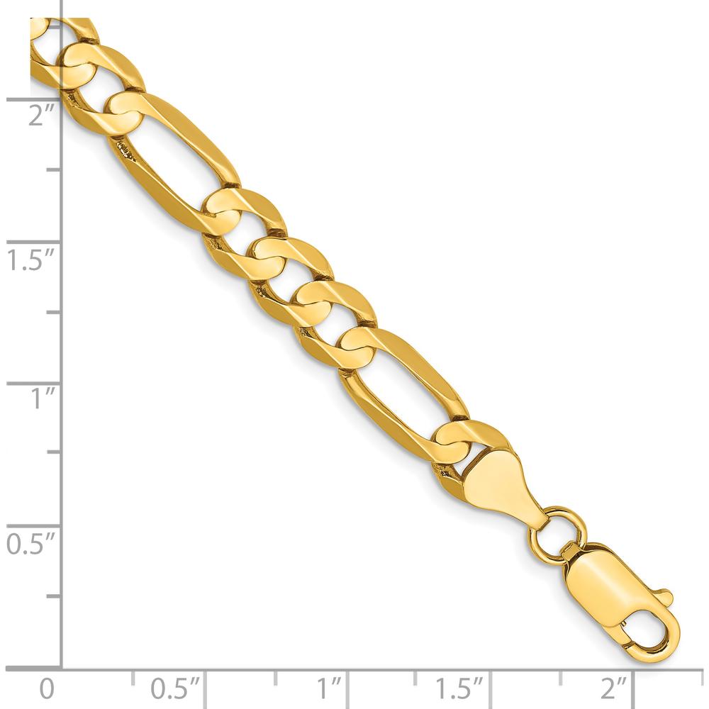 14K Yellow Gold 9" 6.75mm Concave Open Figaro Chain Bracelet - Men's Jewelry by Oro Pregiato