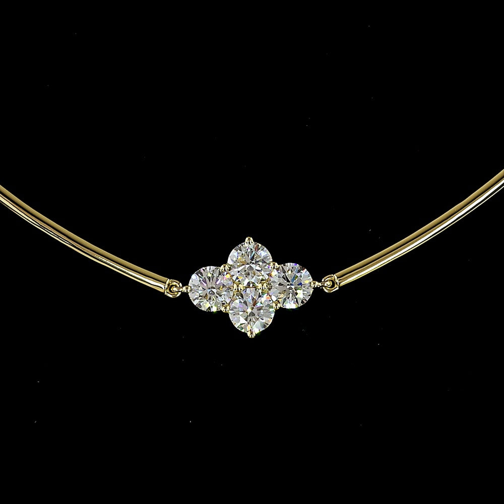 14K Yellow Gold 9.72 Carat Station Necklace with 28 Prong Set Round Brilliant Cut Lab Diamonds - E-F Color VS Clarity - Covaloro Fine Jewelry