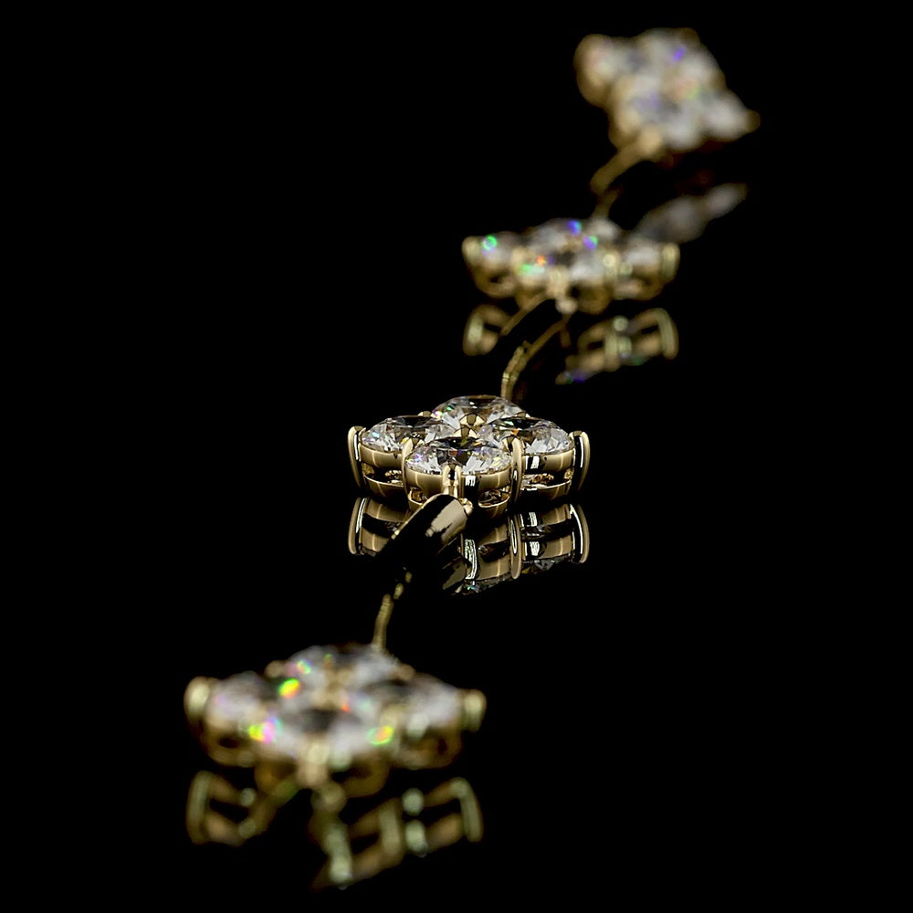 14K Yellow Gold 9.72 Carat Station Necklace with 28 Prong Set Round Brilliant Cut Lab Diamonds - E-F Color VS Clarity - Covaloro Fine Jewelry