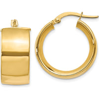 14K Yellow Gold 9.75mm Polished Round Hoop Earrings by Monteluci Fine Jewelry
