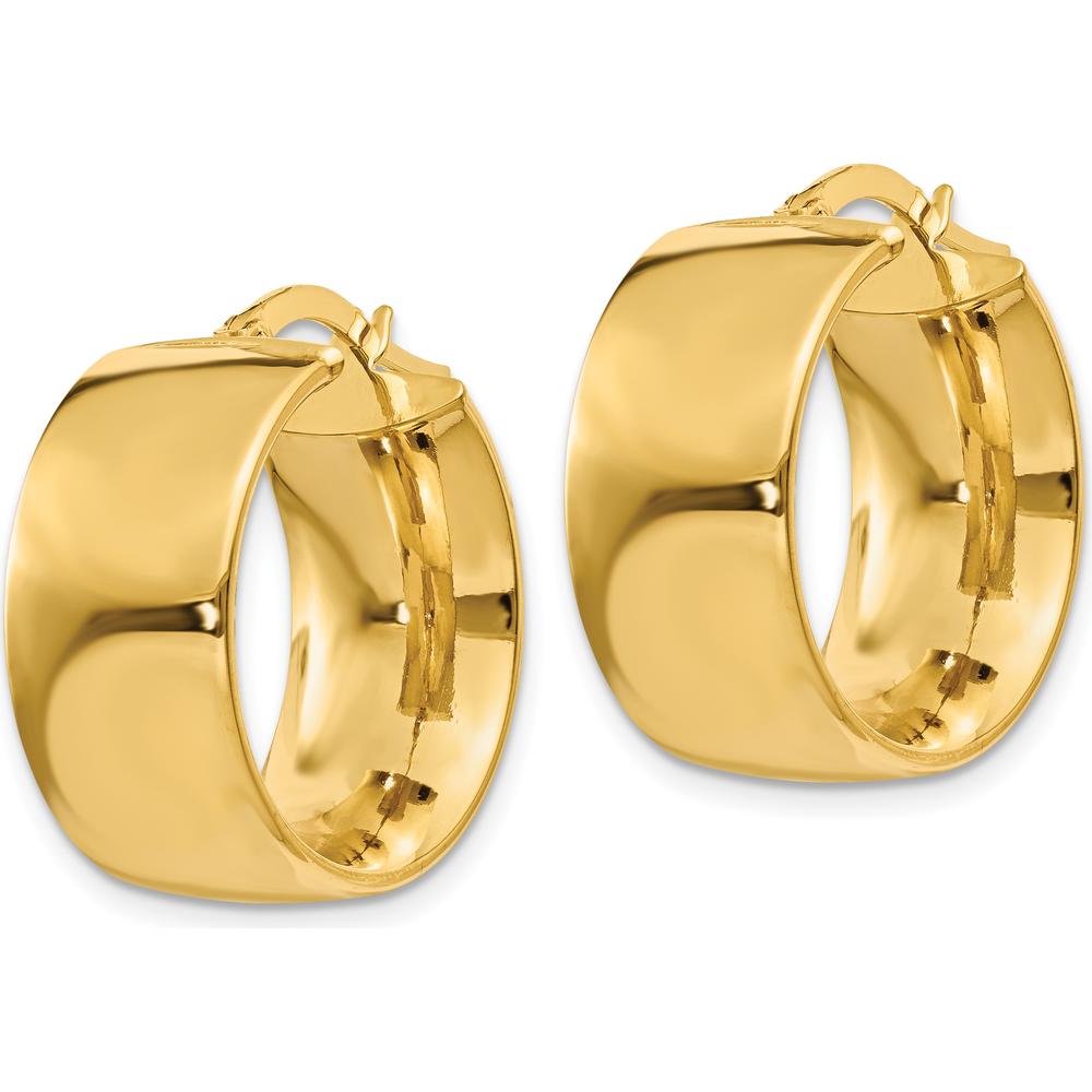 14K Yellow Gold 9.75mm Polished Round Hoop Earrings by Monteluci Fine Jewelry