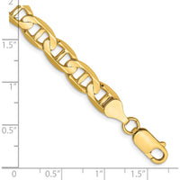 14K Yellow Gold 9" 7mm Concave Anchor Chain Bracelet with Lobster Clasp by Oro Pregiato