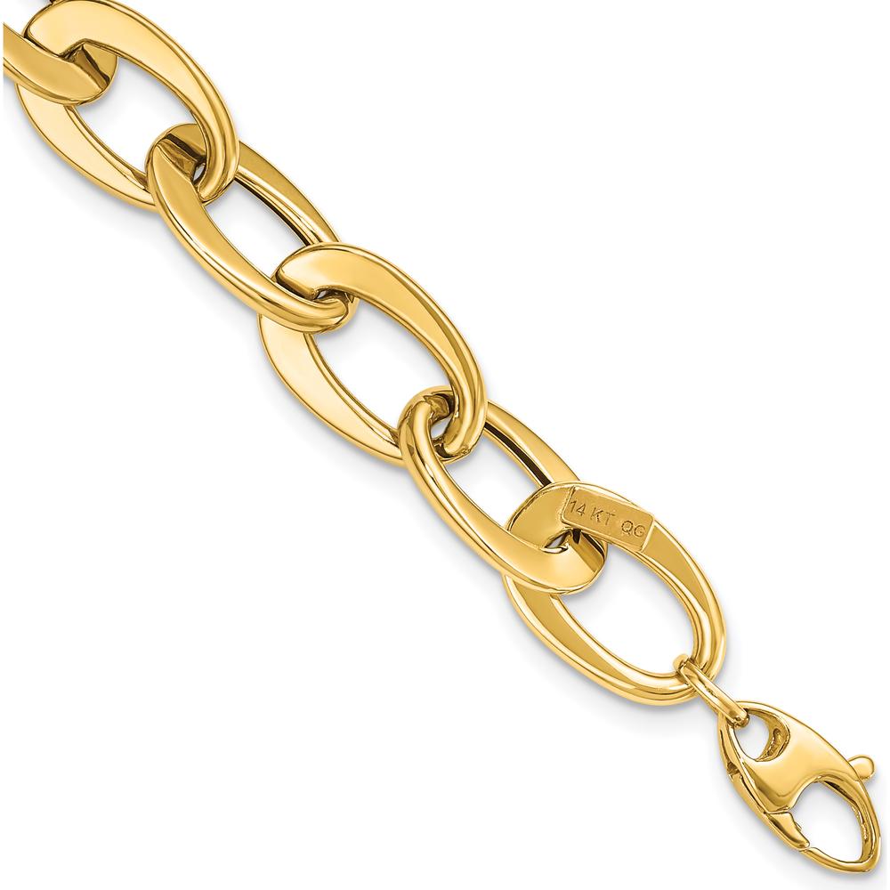 14K Yellow Gold 9.7mm Polished Fancy Cable Link Bracelet - 8" Length by 0