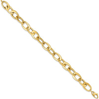 14K Yellow Gold 9.7mm Polished Fancy Cable Link Bracelet - 8" Length by 0