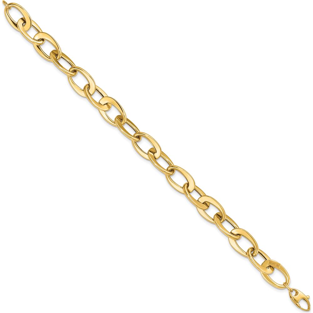 14K Yellow Gold 9.7mm Polished Fancy Cable Link Bracelet - 8" Length by 0