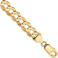 14K Yellow Gold 9" 8.3mm Lightweight Flat Cuban Chain Bracelet with Lobster Clasp by Oro Pregiato