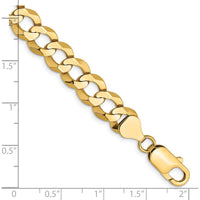 14K Yellow Gold 9" 8.3mm Lightweight Flat Cuban Chain Bracelet with Lobster Clasp by Oro Pregiato