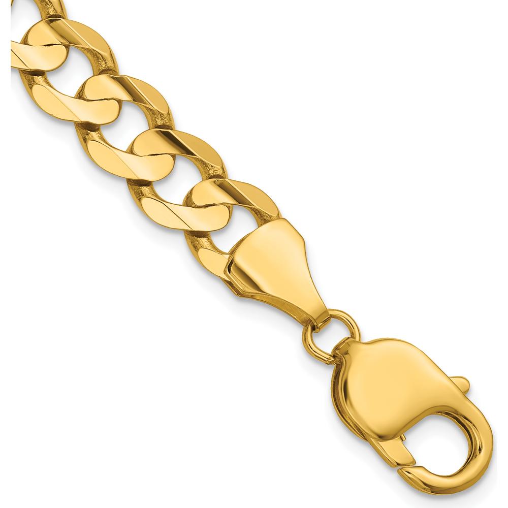 14K Yellow Gold 9" 8.5mm Open Concave Curb Chain with Lobster Clasp by Oro Pregiato