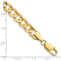14K Yellow Gold 9" 8.5mm Open Concave Curb Chain with Lobster Clasp by Oro Pregiato