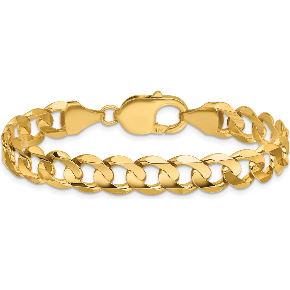 14K Yellow Gold 9" 8.5mm Open Concave Curb Chain with Lobster Clasp by Oro Pregiato