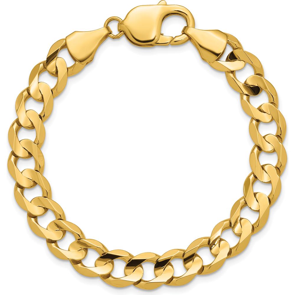 14K Yellow Gold 9" 8.5mm Open Concave Curb Chain with Lobster Clasp by Oro Pregiato