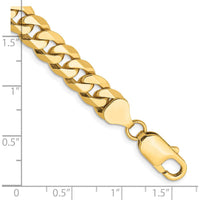 14K Yellow Gold 9" 8mm Flat Beveled Curb Chain Bracelet with Lobster Clasp by Oro Pregiato