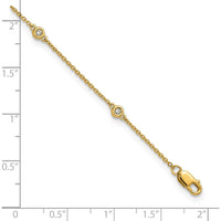 14K Yellow Gold 9" Anklet with 1/8 Carat Bezel-Set Diamond Stations by Oro Pregiato