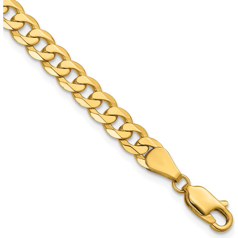 14K Yellow Gold 9" Beveled Curb Chain Bracelet - 5.75mm Width by Oro Pregiato