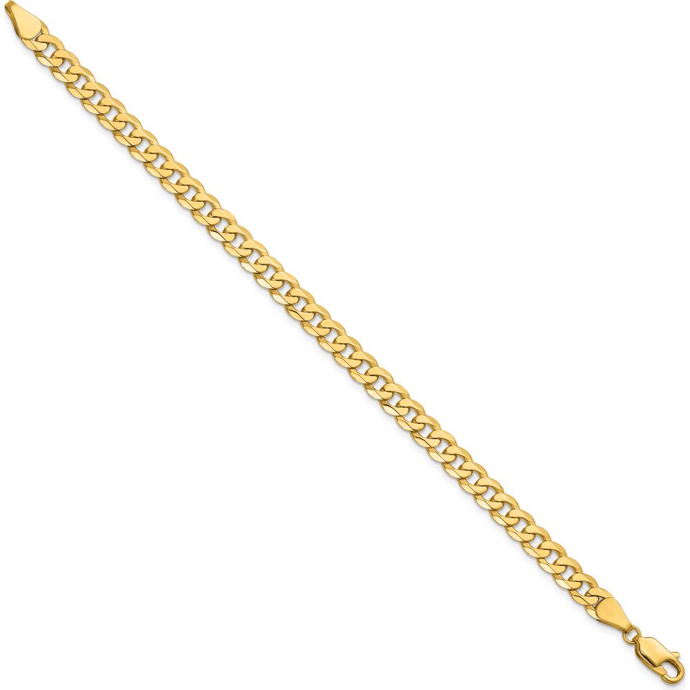 14K Yellow Gold 9" Beveled Curb Chain Bracelet - 5.75mm Width by Oro Pregiato