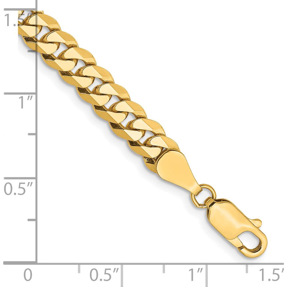 14K Yellow Gold 9" Beveled Curb Chain Bracelet - 5.75mm Width by Oro Pregiato