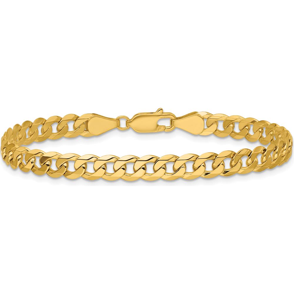 14K Yellow Gold 9" Beveled Curb Chain Bracelet - 5.75mm Width by Oro Pregiato