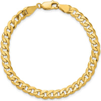 14K Yellow Gold 9" Beveled Curb Chain Bracelet - 5.75mm Width by Oro Pregiato