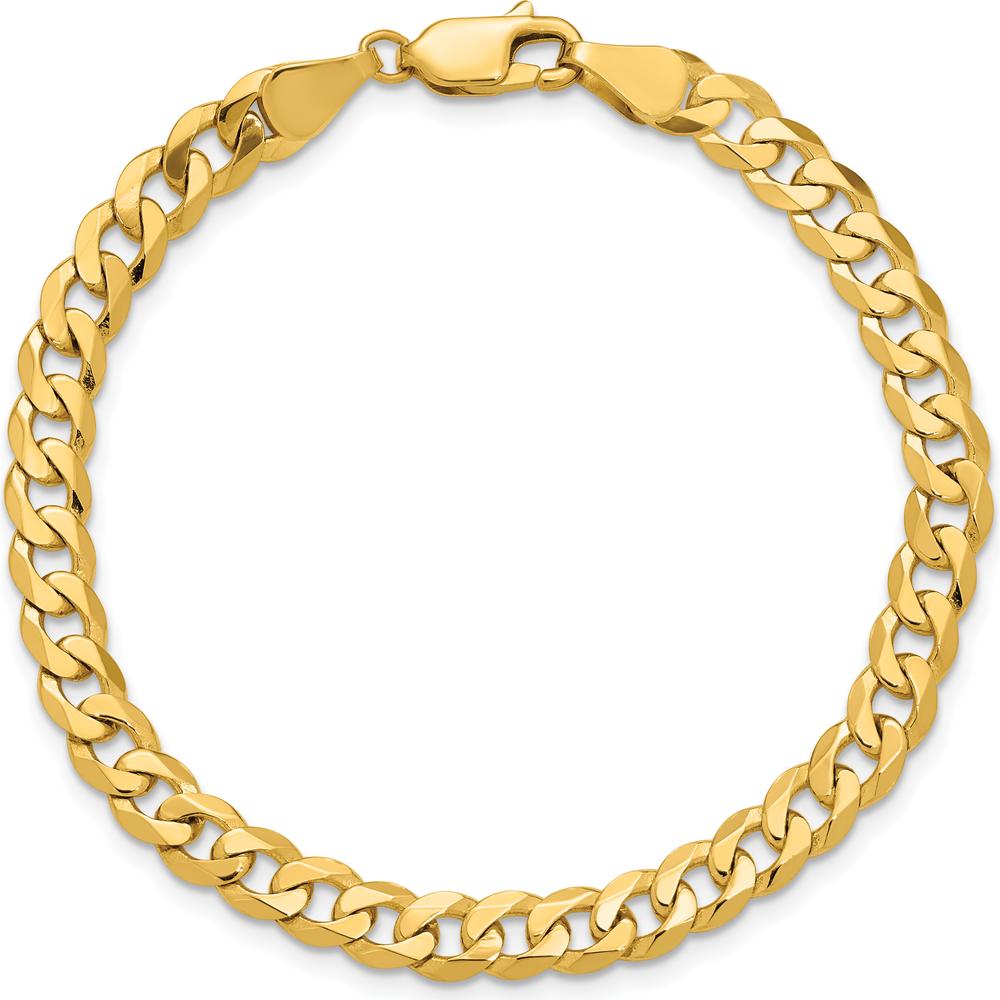 14K Yellow Gold 9" Beveled Curb Chain Bracelet - 5.75mm Width by Oro Pregiato