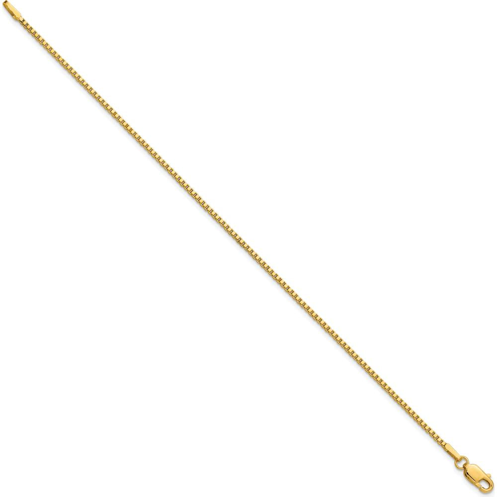 14K Yellow Gold 9" Box Chain Anklet with Lobster Clasp - 1.5mm Width by Oro Pregiato