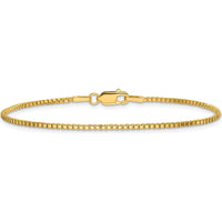 14K Yellow Gold 9" Box Chain Anklet with Lobster Clasp - 1.5mm Width by Oro Pregiato