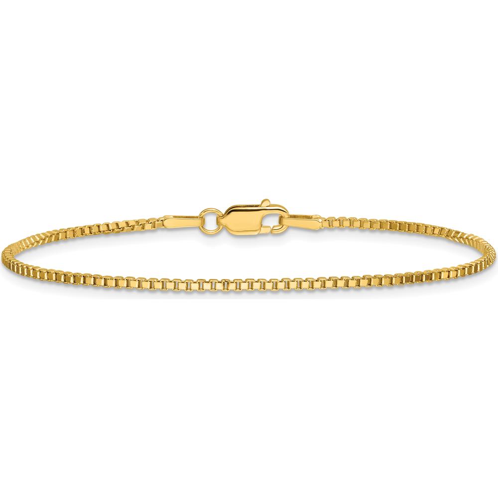 14K Yellow Gold 9" Box Chain Anklet with Lobster Clasp - 1.5mm Width by Oro Pregiato