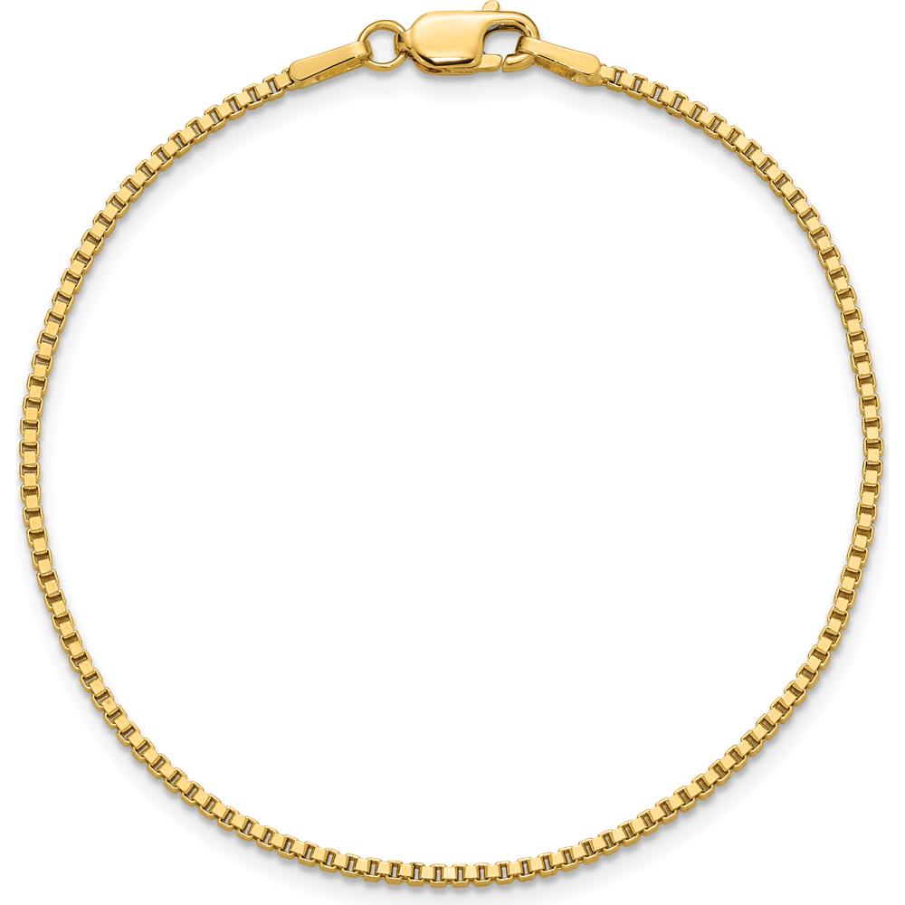 14K Yellow Gold 9" Box Chain Anklet with Lobster Clasp - 1.5mm Width by Oro Pregiato