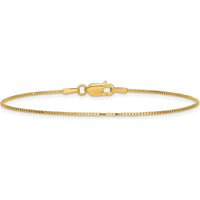 14K Yellow Gold 9" Box Chain Anklet with Lobster Clasp by Oro Pregiato