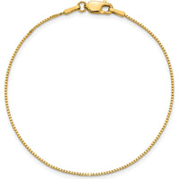 14K Yellow Gold 9" Box Chain Anklet with Lobster Clasp by Oro Pregiato