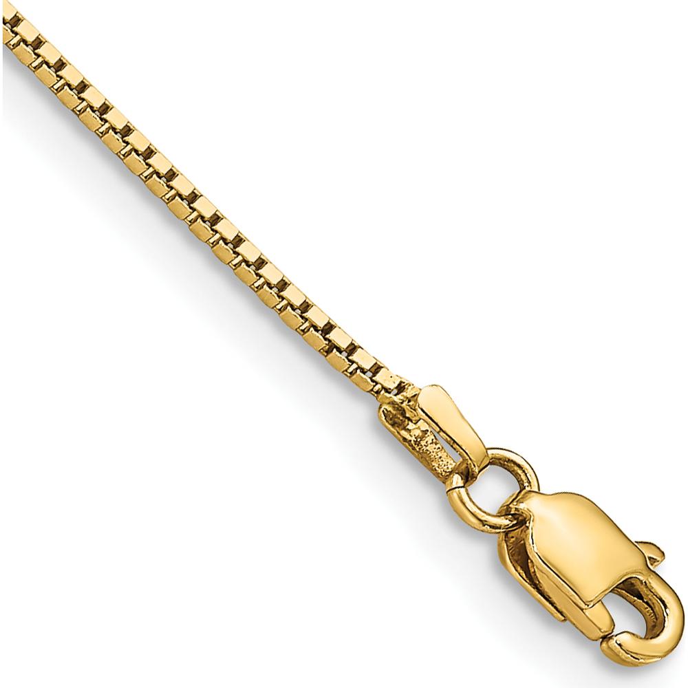 14K Yellow Gold 9" Box Chain Anklet with Lobster Clasp by Oro Pregiato