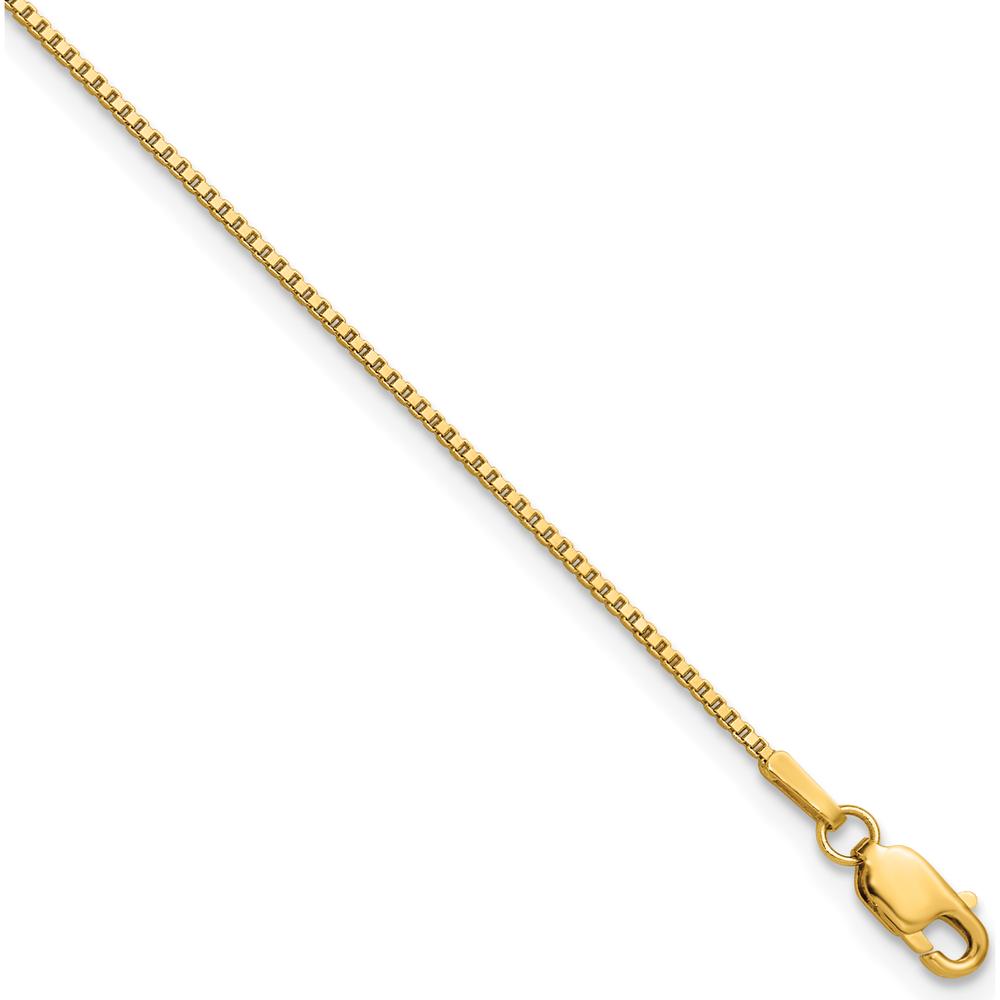 14K Yellow Gold 9" Box Chain Anklet with Lobster Clasp - Polished Finish by Oro Pregiato