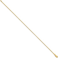 14K Yellow Gold 9" Box Chain Anklet with Lobster Clasp - Polished Finish by Oro Pregiato